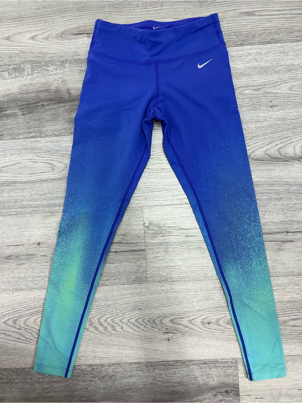 Nike Dri-FIT Blue Aqua Ombre Reflective Running Leggings XS